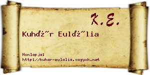 Kuhár Eulália névjegykártya